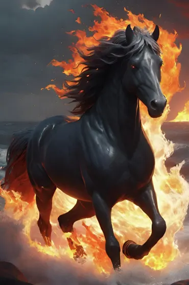 Black Horse With Fire