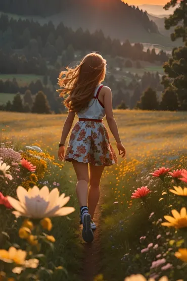 Girl And Flowers