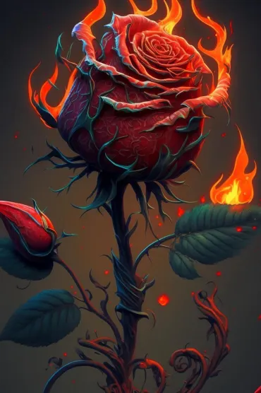 Red Rose With Fire